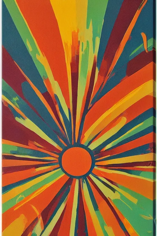 Prompt: mid century modern art sunburst retro on canvas by bernard simunovic