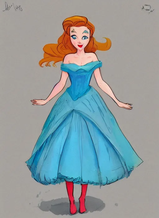 Prompt: Jenna Lene as a Disney Princess, Disney Concept Art, in the style of Claire Keane, Marc Davis,