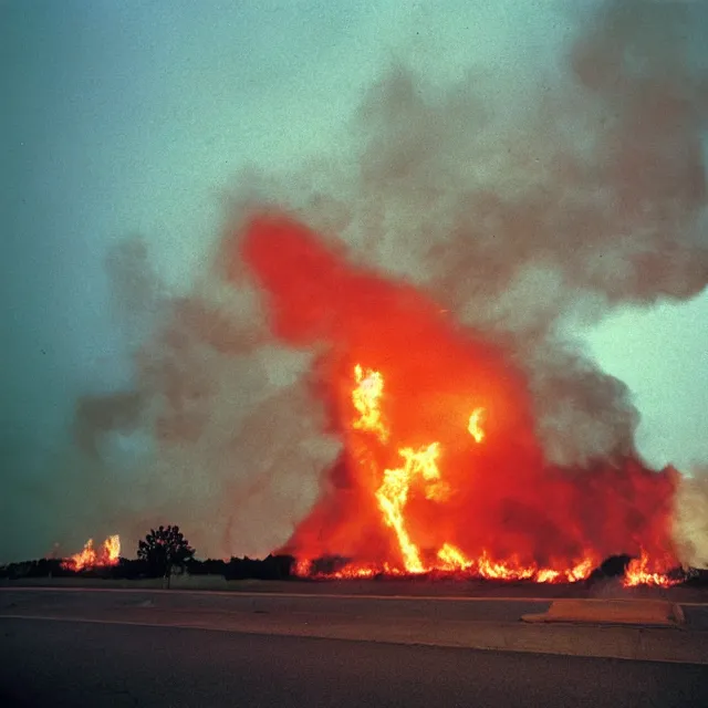 Prompt: the world is on fire and no one cares, photo by william eggelston