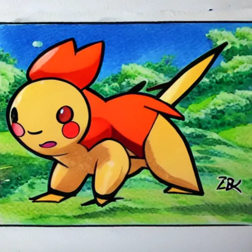 Prompt: bitcoin inspired pokemon, ken sugimori art, original 1 5 1, watercolor