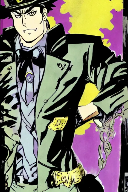 Jotaro Kujo from JoJo's Bizarre Adventure, drawn by, Stable Diffusion