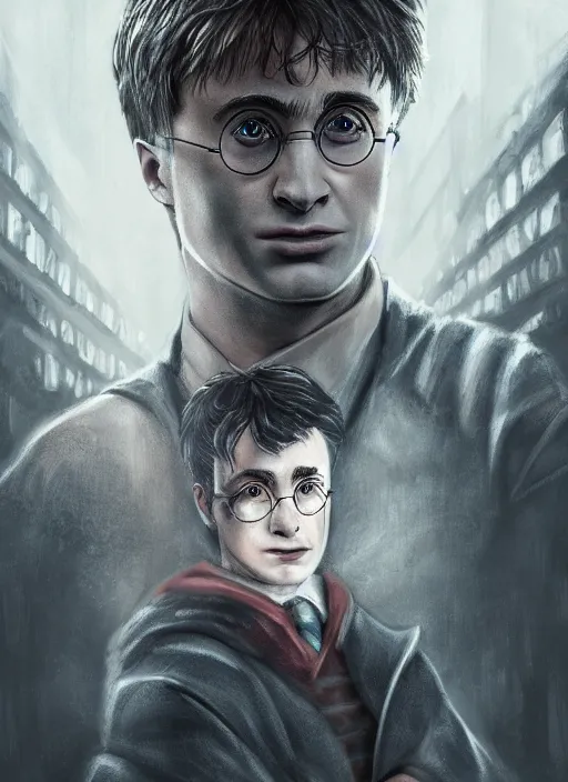 Prompt: harry potter portrait in cyberpunk, hogwarts organic, smooth, atmospheric, detailed, detailed illustration, 4 k, digital art, sharp focus, by giger