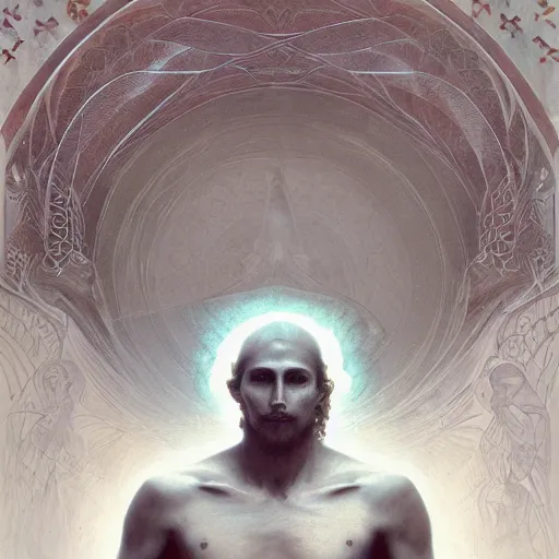 Prompt: Greek god, psychedelic art, fullbody, artstation, dark fantasy, concept art, smooth, sharp focus, illustration, art by greg rutkowski and orientalism and bouguereau and Zdzislaw Beksinski, good clear quality, lighting, biology, symmetrical artwork, perfect face, 135 mm, cinematic, hyper realism, high detail, octane render, 8k, chrome accents