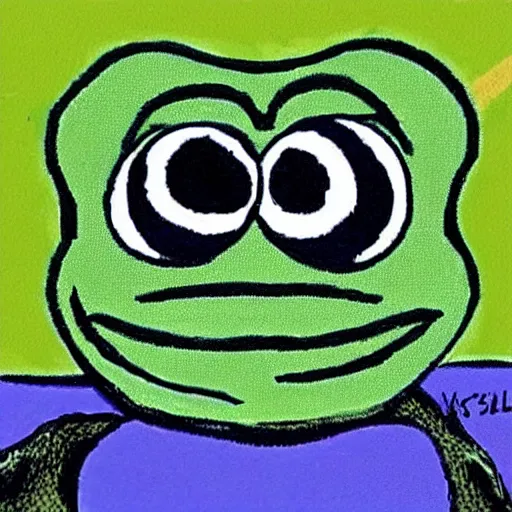 Prompt: Realistic pepe the frog alone and sad in his bedroom