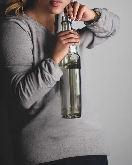 Prompt: A studio portrait a bottle of vodka in human form, highly detailed, bokeh, 90mm, f/1.4