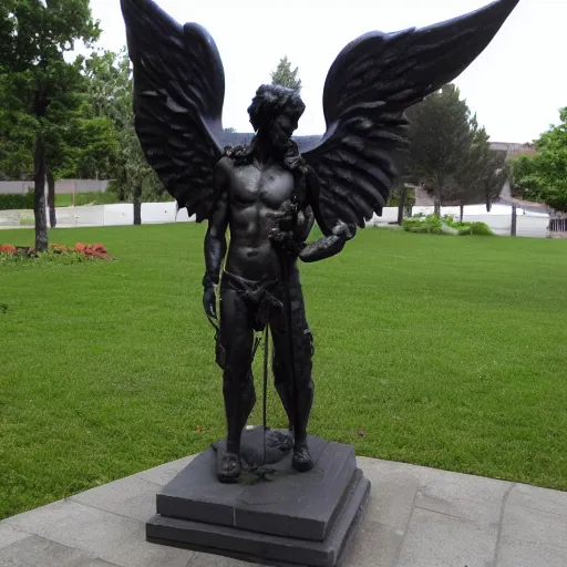 Image similar to male demonic angel monument