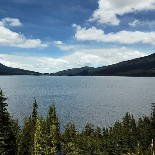 Prompt: a lake high on a mountain