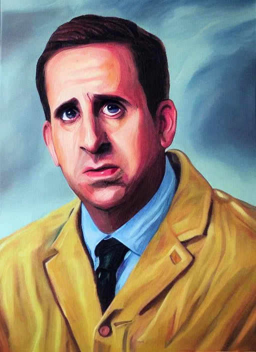 Image similar to portrait painting of michael scott in the style of procter dod