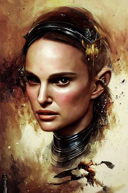 Image similar to natalie portman, legendary warrior, heroic, lord of the rings, tattoos, decorative ornaments, battle armor, by carl spitzweg, ismail inceoglu, vdragan bibin, hans thoma, greg rutkowski, alexandros pyromallis, perfect face, fine details, realistic shading photorealism