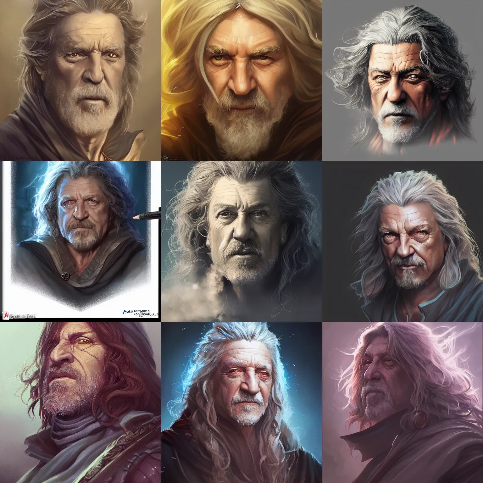 Prompt: male wizard, robert plant, art by artgerm and greg rutkowski and magali villeneuve, d & d, fantasy, highly detailed, headshot, digital painting, trending on artstation, concept art, sharp focus, illustration