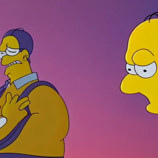 Image similar to CG Homer Simpson as Thanos, cinematic, 4K