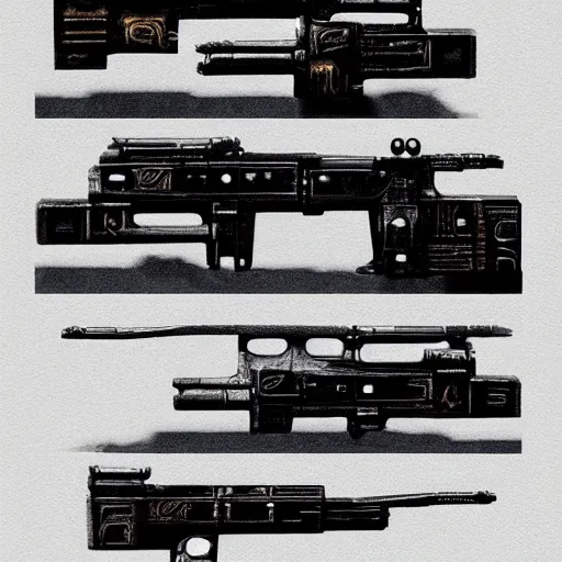 Prompt: deckard pistol design from blade runner