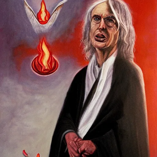 Image similar to portrait of Richard Dawkins as High Priest of the Satanic Arts, by Robert G. Harris