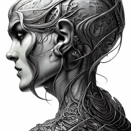 Image similar to digital art, centered head and shoulders of a elven ,intricate, veins, by James Jean and by artgerm , ultradetailed, charachter design, concept art, trending on artstation,