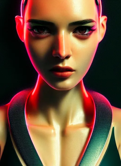Image similar to a highly detailed long shot photo of sensual female face portrait, futurism, cyber neon lighting, detailed futuristic jewelry, futuristic glossy latex suit, profile posing, hyper photorealistic, crispy quality, digital photography, trending in pinterest, cinematic, 4 k ultra hd, art by pascal blanche, art by greg rutkowski, art by artgerm,