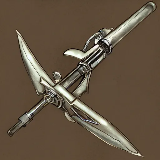 Image similar to a boomerang with magical gun barrels on both ends, science fantasy, concept art, realism,