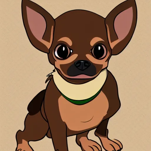 Image similar to a brown chihuahua, in the style of goof troop, illustration, epic, realistic, hyper detailed, smooth