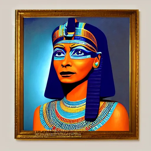 Prompt: Bill Gates Cleopatra, egyptian style background, oil on canvas, professional portrait, highly detailed