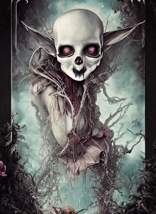 Prompt: Alice in Wonderland White Rabbit Death Tarot card,highly detailed,half skull face,cinematic,8k,by Stanley Artgermm,Tom Bagshaw,Greg Rutkowski,Carne Griffiths, Ayami Kojima, Beksinski, Giger,trending on DeviantArt,hyper detailed,horror, full of colour