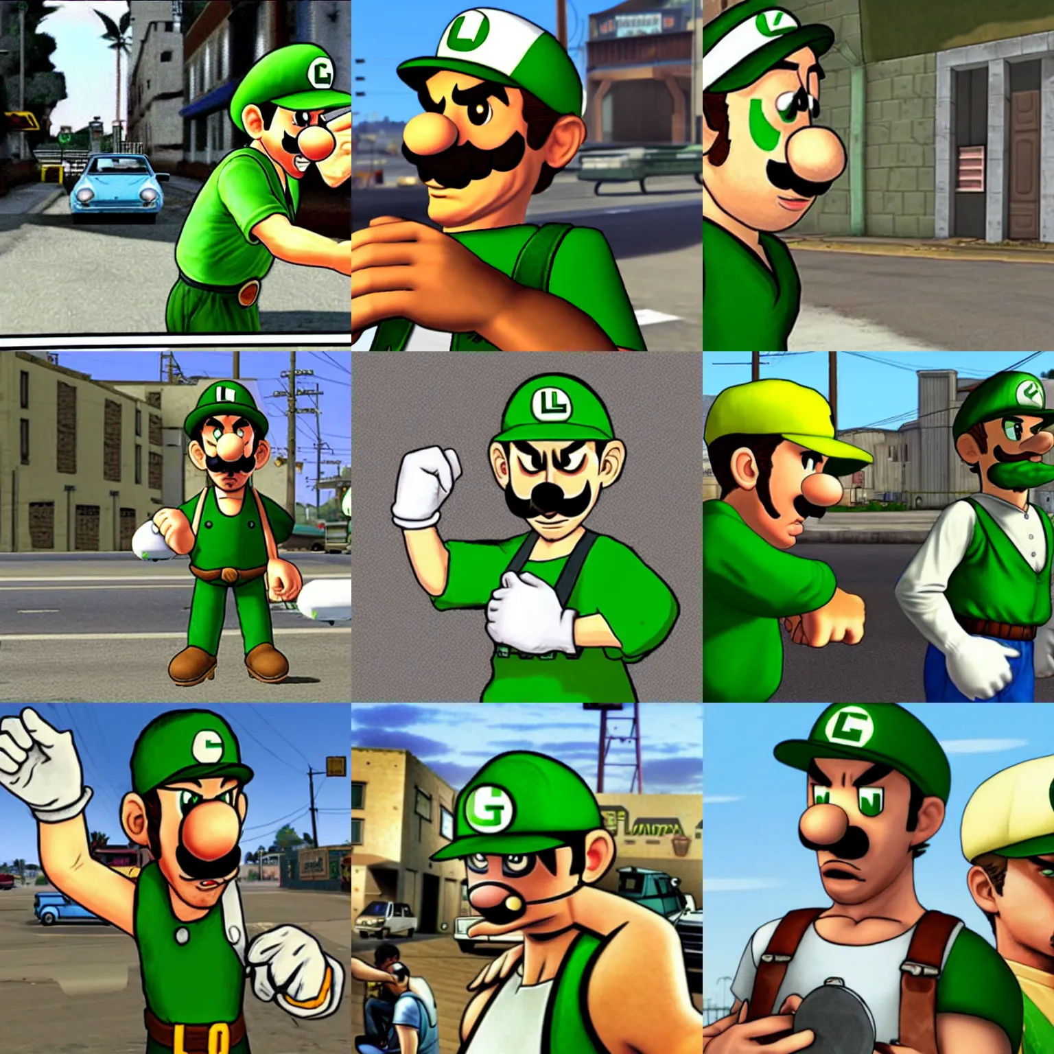 Prompt: Luigi in GTA San Andreas