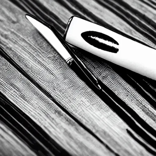 Image similar to a product photo of a surgical pen exacto knife by junji ito, ethereal eel