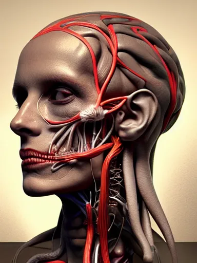 Image similar to medical reference, anatomical sculpture of central nervous system, quixel megascans, photorealism, cgi, digital concept art, redshift render, physically based rendering, cinematic, filmic : : illustrated by artgerm, nychos, alan grey, elena masci, tom bagshaw - h 4 8 0