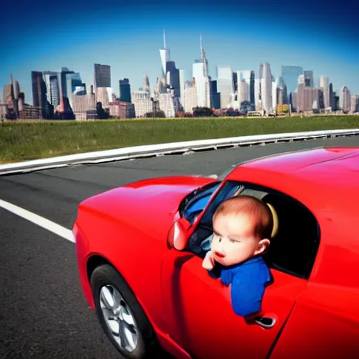 baby driving a car, Stable Diffusion