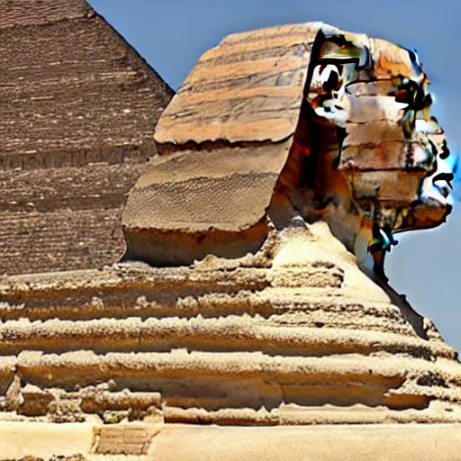 Prompt: sphinx of giza, freshly built