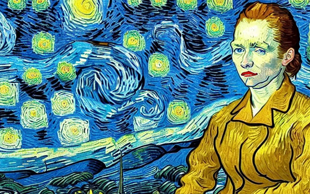 Image similar to emma wattson in style van gogh