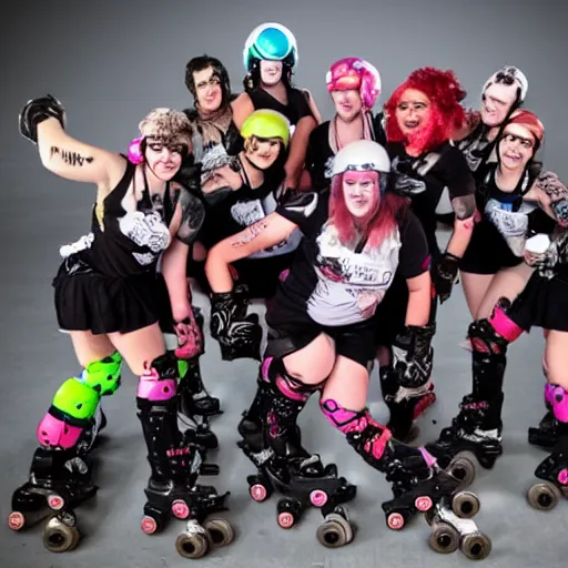 Image similar to roller derby riot grrl robots