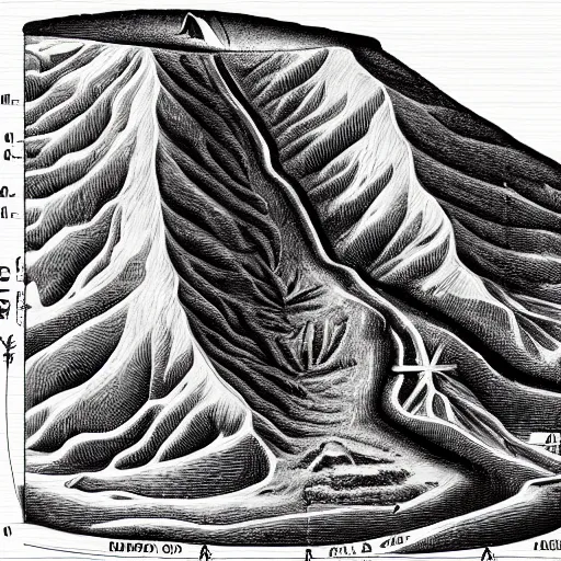 Prompt: cross section of a mountain, detailed.