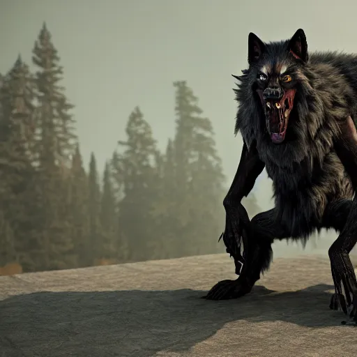 Image similar to werewolf from van helsing unreal engine hyperreallistic render 8k