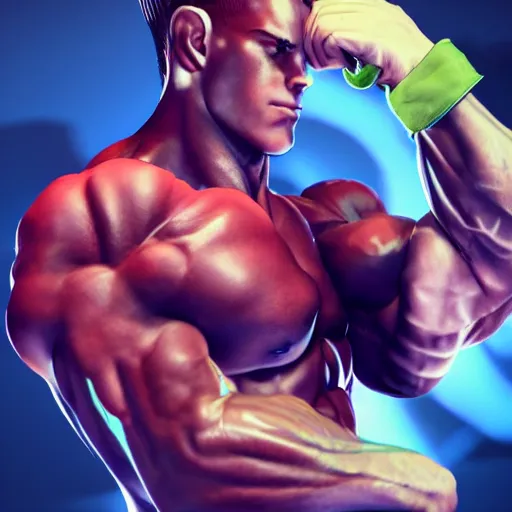 Image similar to Cammy, Man, handsome, muscular, sharp focus, colorful, photograph, octane render