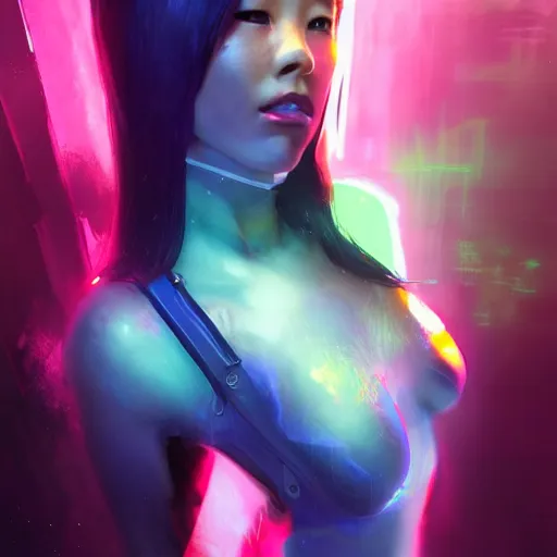 Prompt: asian gorgeous nora _ kyzy in neon future aether gear, hyperrealistic full figure, otherwordly dimension, art of elysium by frank frazetta and by jeremy mann and by alphonse mucha, fantasy art, photo realistic, dynamic lighting, artstation, full figure poster, volumetric lighting, very detailed face, 4 k, award winning