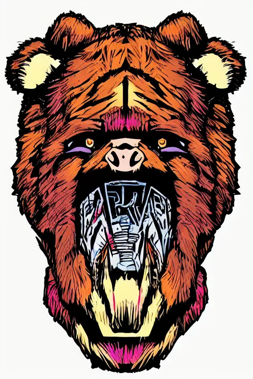 Image similar to in the style of a vector e-sports sticker portrait of an evil teddy bear, highly detailed, colourful, 8k wallpaper