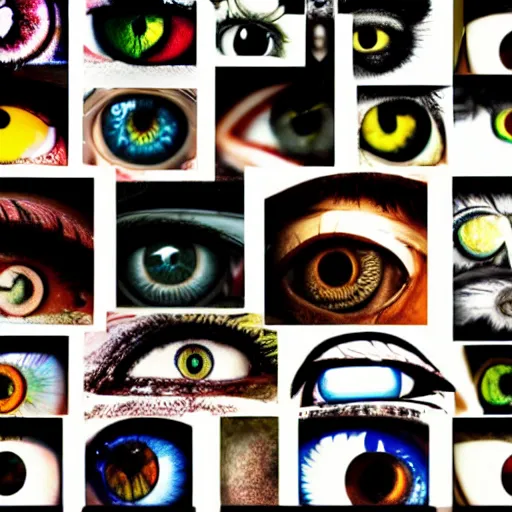 Image similar to a collage of eyes, animated, sharp focus, the all-seeing eye