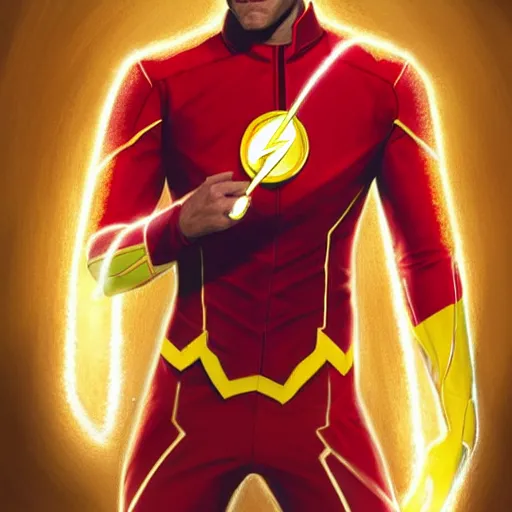 Prompt: handsome Antony Starr as Kid Flash with glowing red eyes, western, D&D, fantasy, intricate, elegant, highly detailed, digital painting, artstation, concept art, matte, sharp focus, illustration, art by Artgerm and Greg Rutkowski and Alphonse Mucha