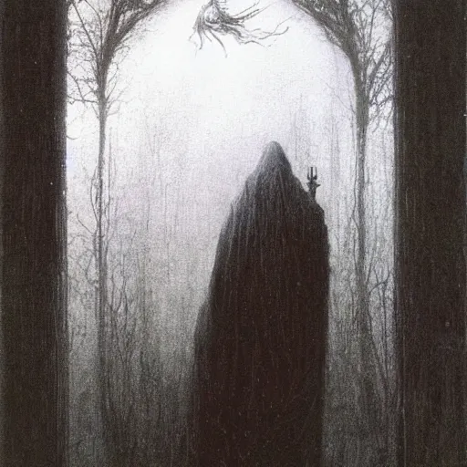 Prompt: ((black magic sorcerer with a book of spells)) by Beksinski, Luis Royo