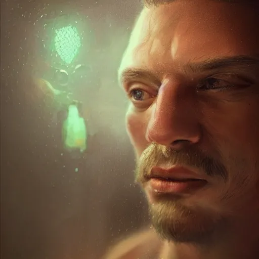 Image similar to portait of man with manual pipidastr, atmosphere, glow, detailed, intricate, full of colour, cinematic lighting, trending on artstation, hyperrealistic, focused, extreme details, cinematic, reg rutkowski, fantasy art, highly detailed, digital painting, smooth, concept art, sharp focus, illustration