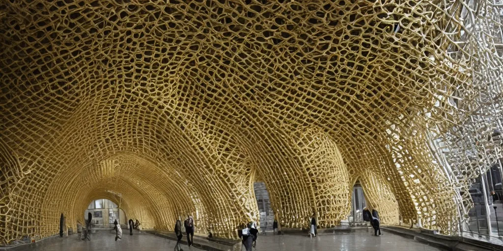 Image similar to knitting gold arch architecture by giger alien