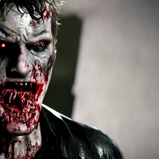 Image similar to Film still of zombified Batman, from The Walking Dead (2010 TV Show)