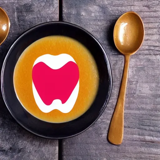 Image similar to alphabet soup with human teeth inside