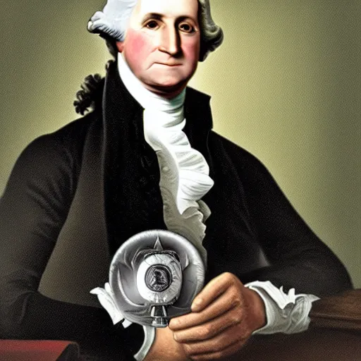 Prompt: George Washington holding a revolver photo-realistic