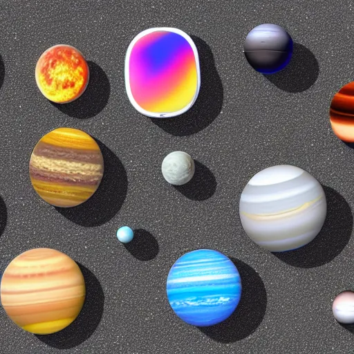 Prompt: the solar system of iphones.