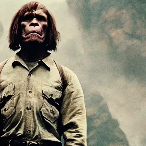 Image similar to a still of from the movie kong : skull island crossover with the movie no country for old men and the movie boys don't cry