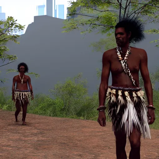 Image similar to detailed 4 k photorealistic papuan tribe walk in detailed new york