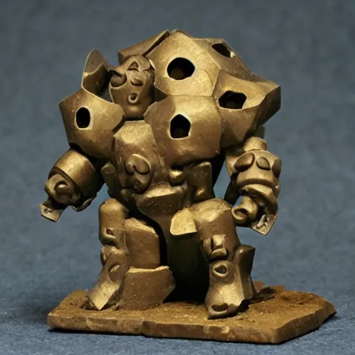 Prompt: golems with polyhedral shaped heads
