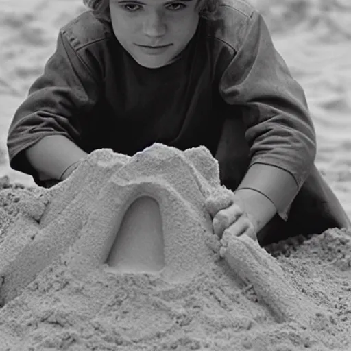 Image similar to Picture of Anakin Skywalker building a sand castle