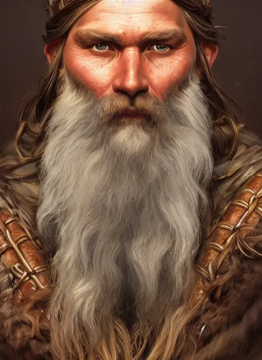 Prompt: close up portrait painting of a bearded viking man, ultra realistic, concept art, intricate details, serious, highly detailed, photorealistic, octane render, 8 k, unreal engine. art by artgerm and greg rutkowski and alphonse mucha