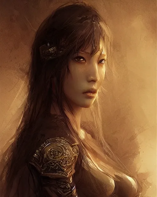 Prompt: beautiful women with oriental faces, character portrait, sharp, digital matte painting, art by luis royo, greg rutkowski, dramatic lighting, trending on artstation